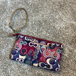 Coach Poppy Large Wristlet Pink Purple Blue Gold